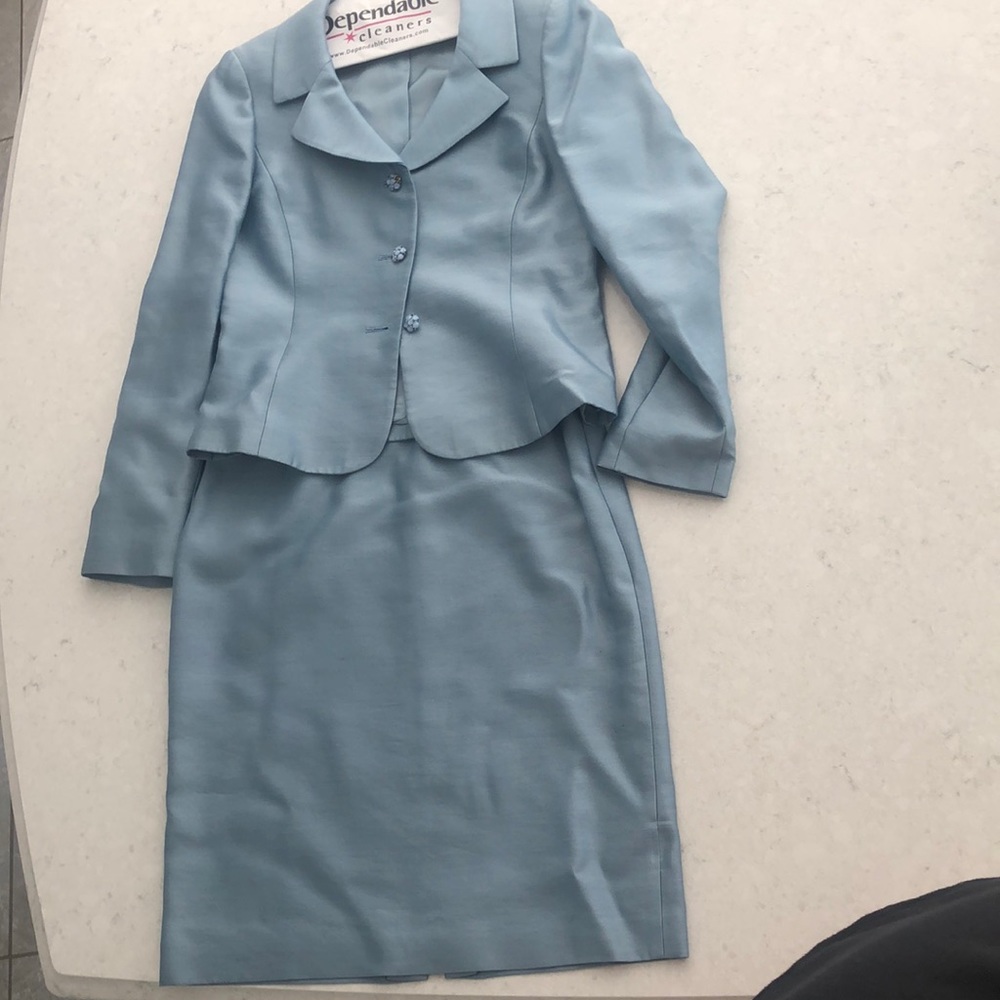 Light blue suit with skirt